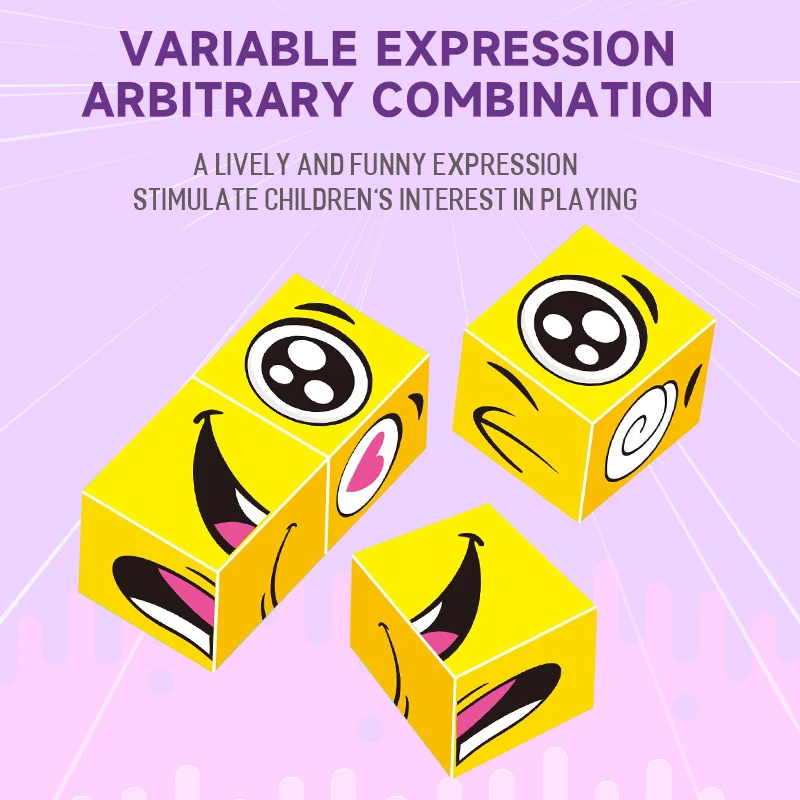 Reactivity Training Face Expression Change Cube Card Matching Speed Competition Party Family Interactive Board Game Toy for Kids