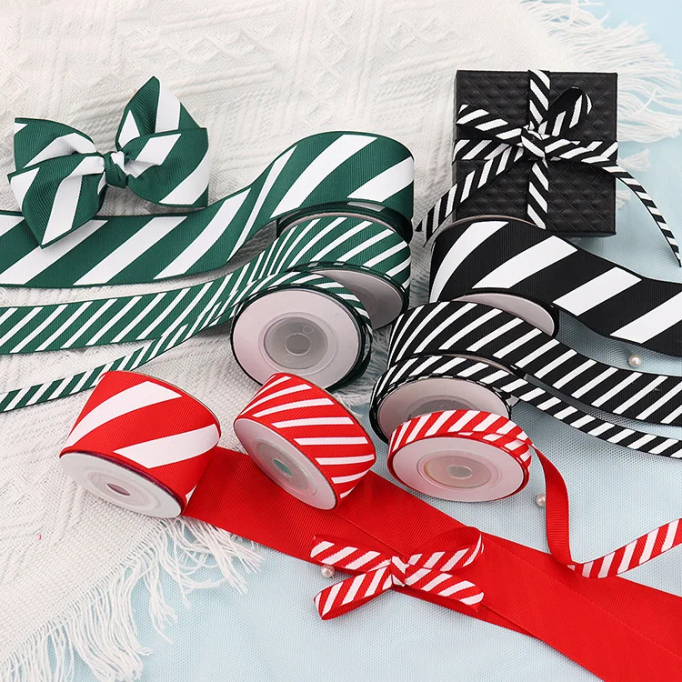 Hot Sale Diagonal Stripe Thread Carnival Gift Box Packaging Festive Decoration Christmas Ribbon