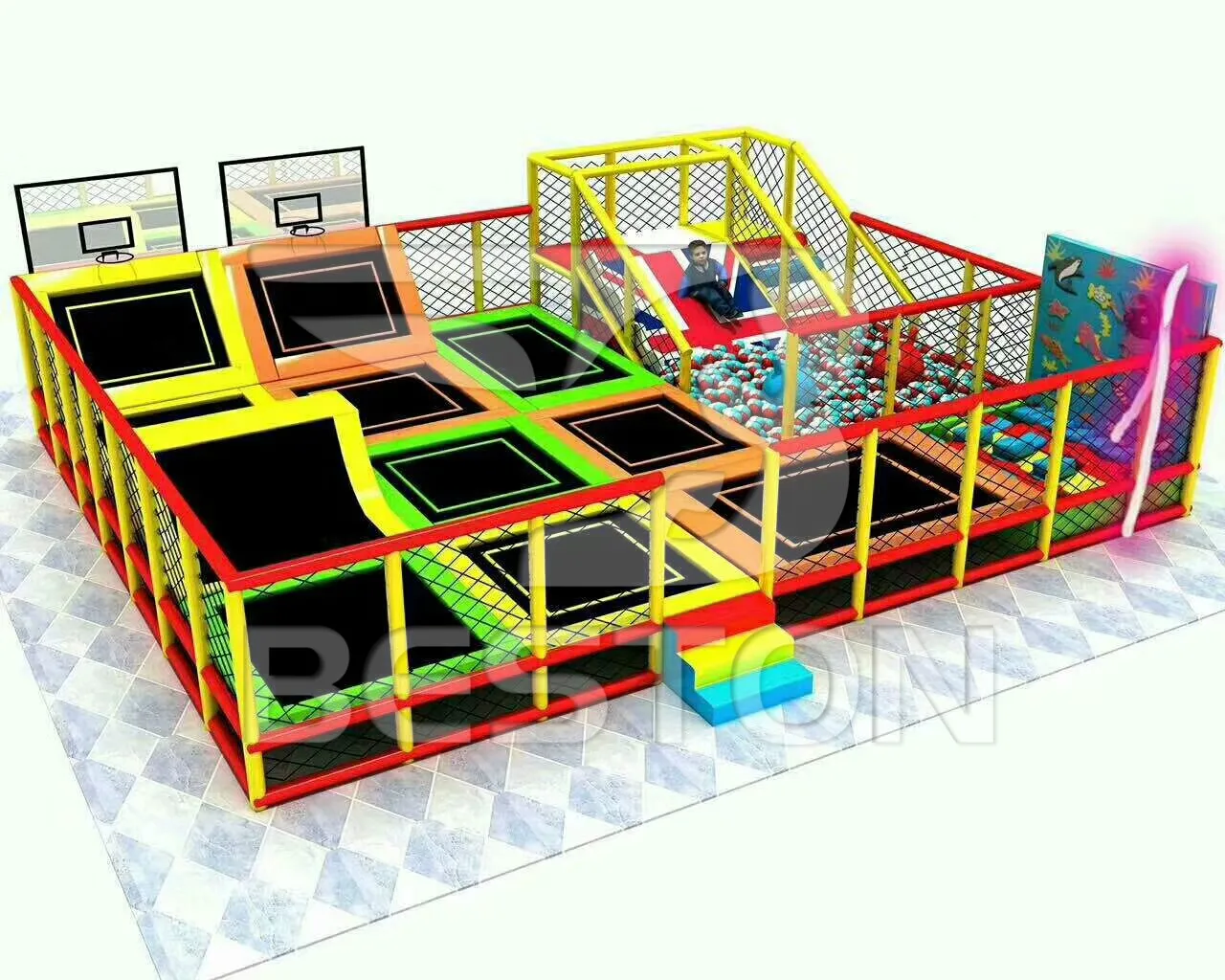 Beston дизайн крытая игровая площадка детские игры 580 кв. М батут парк