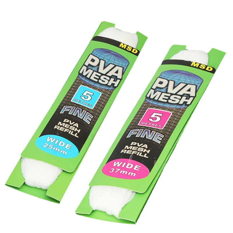 Stock 5M PVA 37mm Wide Mesh Refill Water Soluble Carp Fishing Stocking Boilie Rig Dissolving Bait Net Wrap Bags