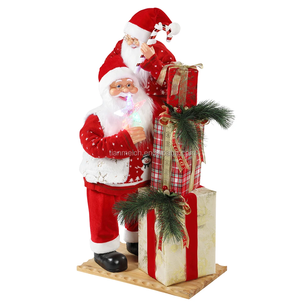 70/100cm Christmas Santa Claus with Lighting Gift Toy Ornament Decoration Festival Holiday Figurine Collection Traditional Xmas