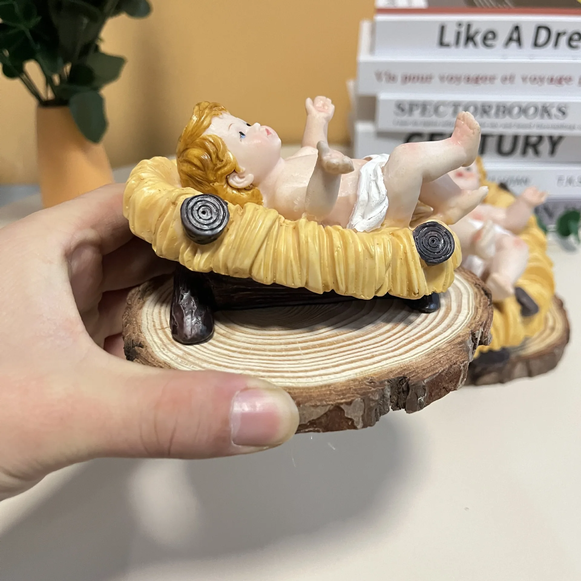 Christmas decor catholic gifts nativity manger scene figurine resin religious holy child ornament saint baby Jesus Christ statue