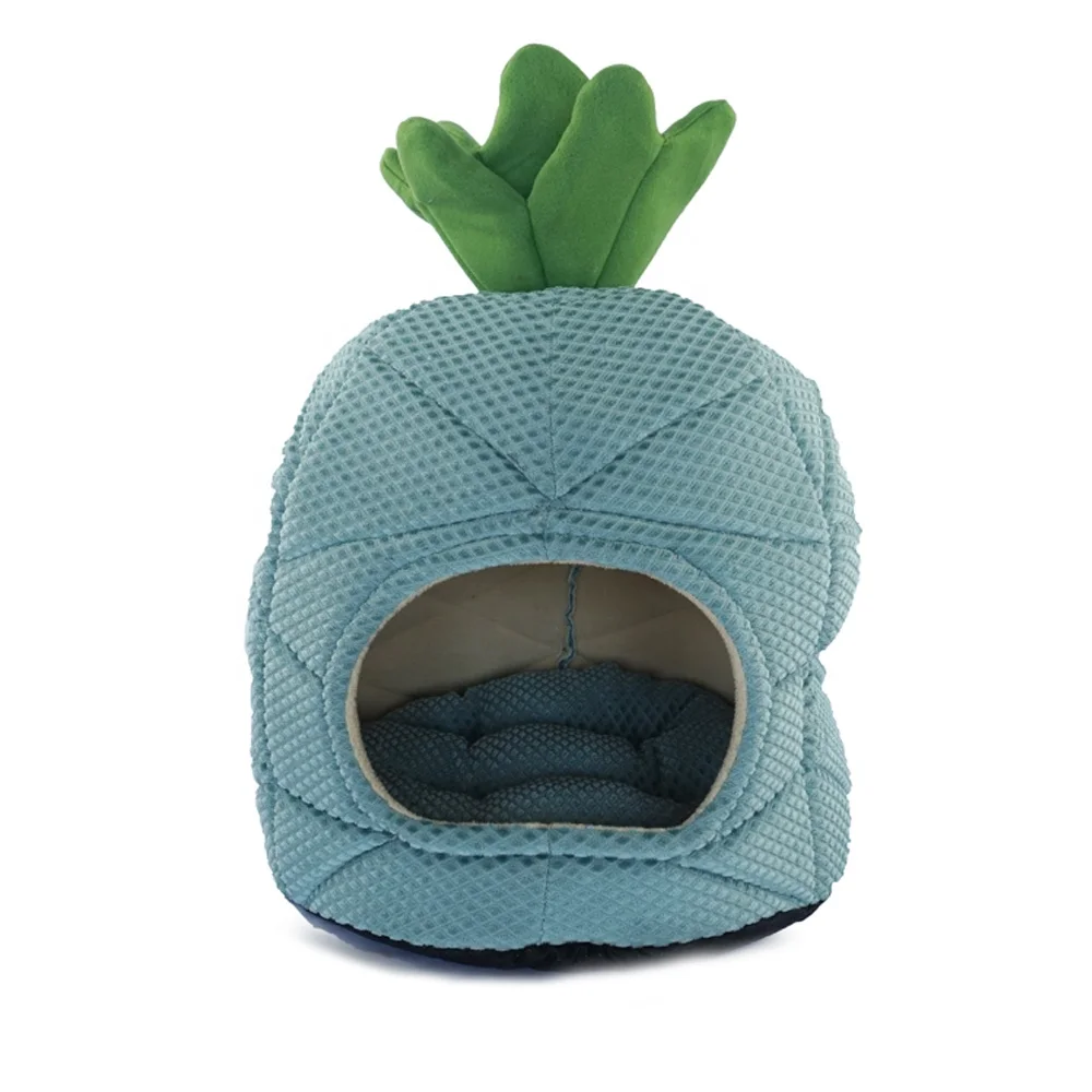
Fashion Unique Cute Velvet Fleece Soft Fruit Pet Pup Cat Igloo Bed Cat Pineapple Dog Bed Cave Bed 