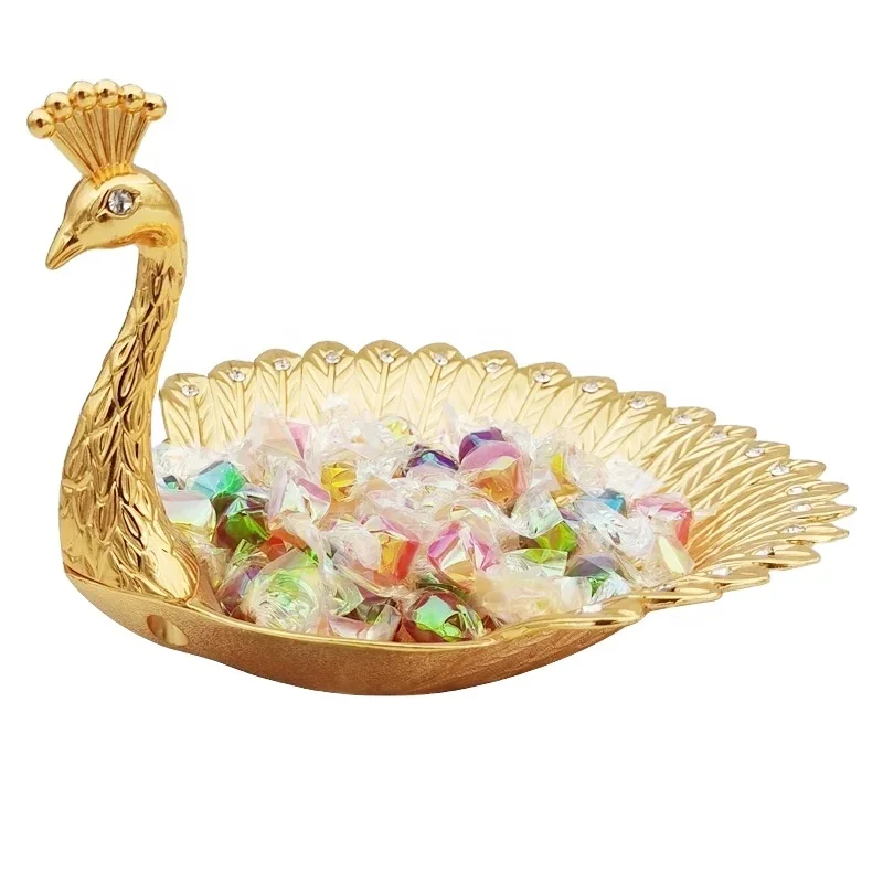 Metal Creative Peacock Plate Nuts Fruit  Candy Snack Storage Snack  Household Living Room Dry Fruit Plate Decoration