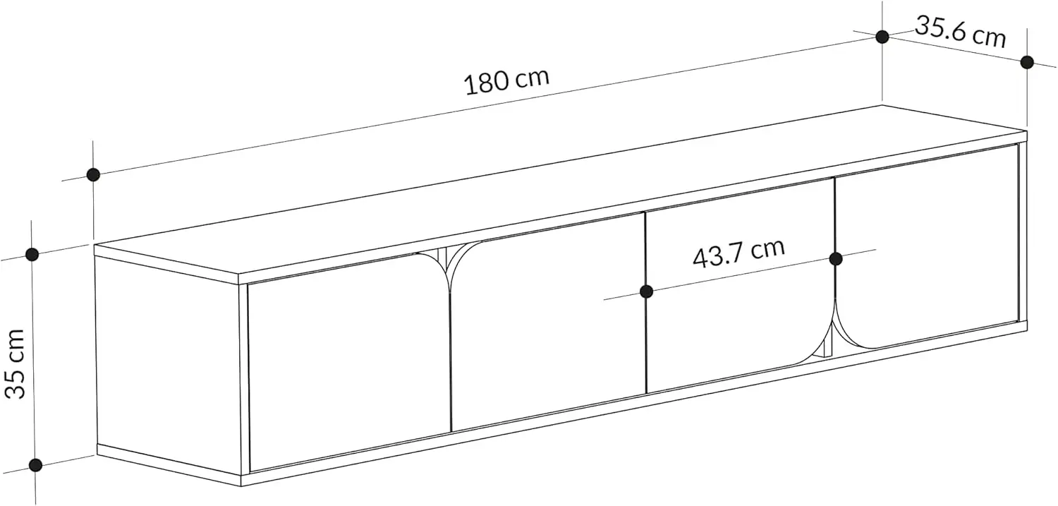 Modern TV Stand Multimedia Centre TV Unit Black Marble Effect White With Storage Cabinet 180cm