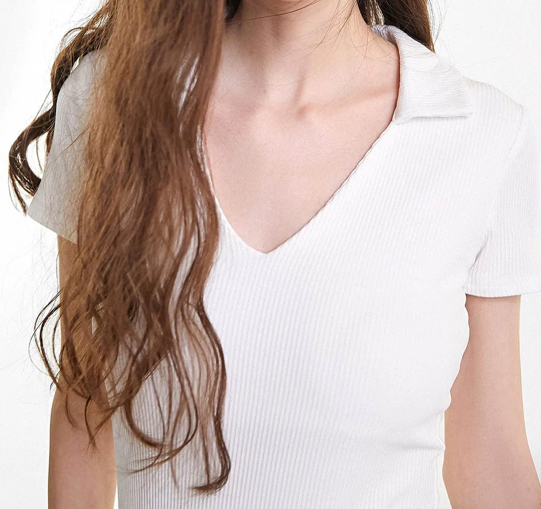 Custom Logo designer polo v neck knit dresses women Black white Ribbed Knit Bodycon Midi Knit Dress for woman elegant