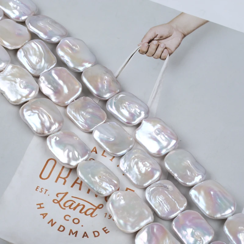 Wholesale 19-21mm Square Shape Baroque Freshwater Pearl Strand Natural Pearl Jewelry Making