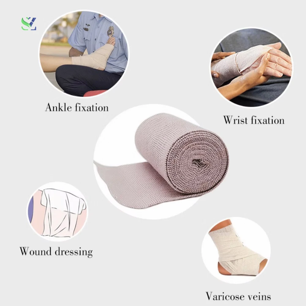 SZ 10cm*4.5m High Elastic Plain Crepe Medical Bandage Rolls Reuse Light Elastic Bandage For Injuries