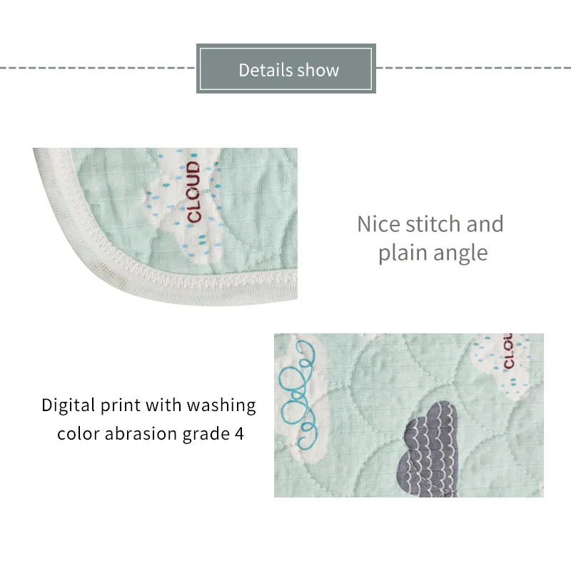 Waterproof Muslin Cotton Fashion and Stylish Baby Changing Pad Washable Foldable Quilted Infant Urine Mat Cartoon Printing