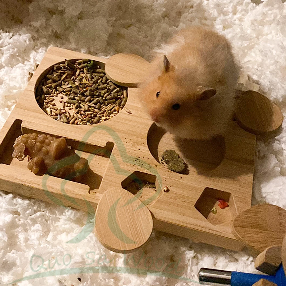 Bamboo Rat Enrichment Foraging Toys for Small Animals,hamster guinea pig chew toys Interactive Hide Treats Puzzle Snuffle Game