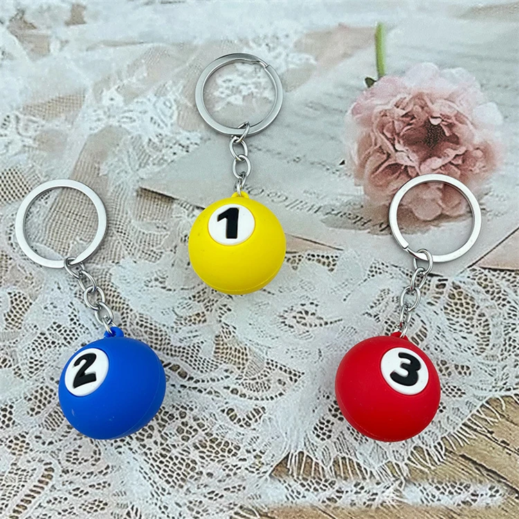 Creative Mini Simulation Billiard Key Chain Billiard Cute Keychain Stress Ball Factory Customized Squeeze Toys