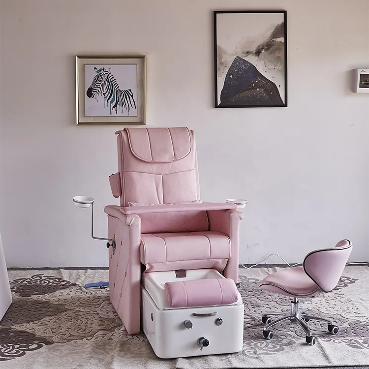 Spa Chair Nail Foot Massage Chair Beauty Salon FRP Heating Tub Manicure / Crush Salon Furniture Chair Pedicure Pink 122*99*77CM