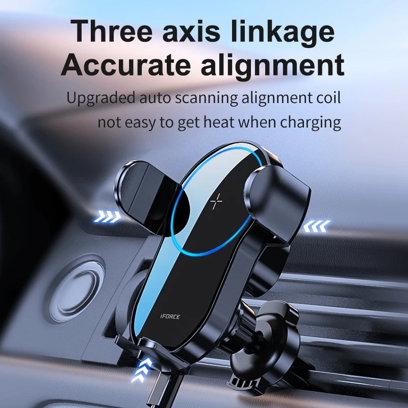 2023 Cellphone Accessories 15W Fast Wireless Car Charger Holder Electric Car Phone Charging Stand AirVent Mont Wireless Chargers