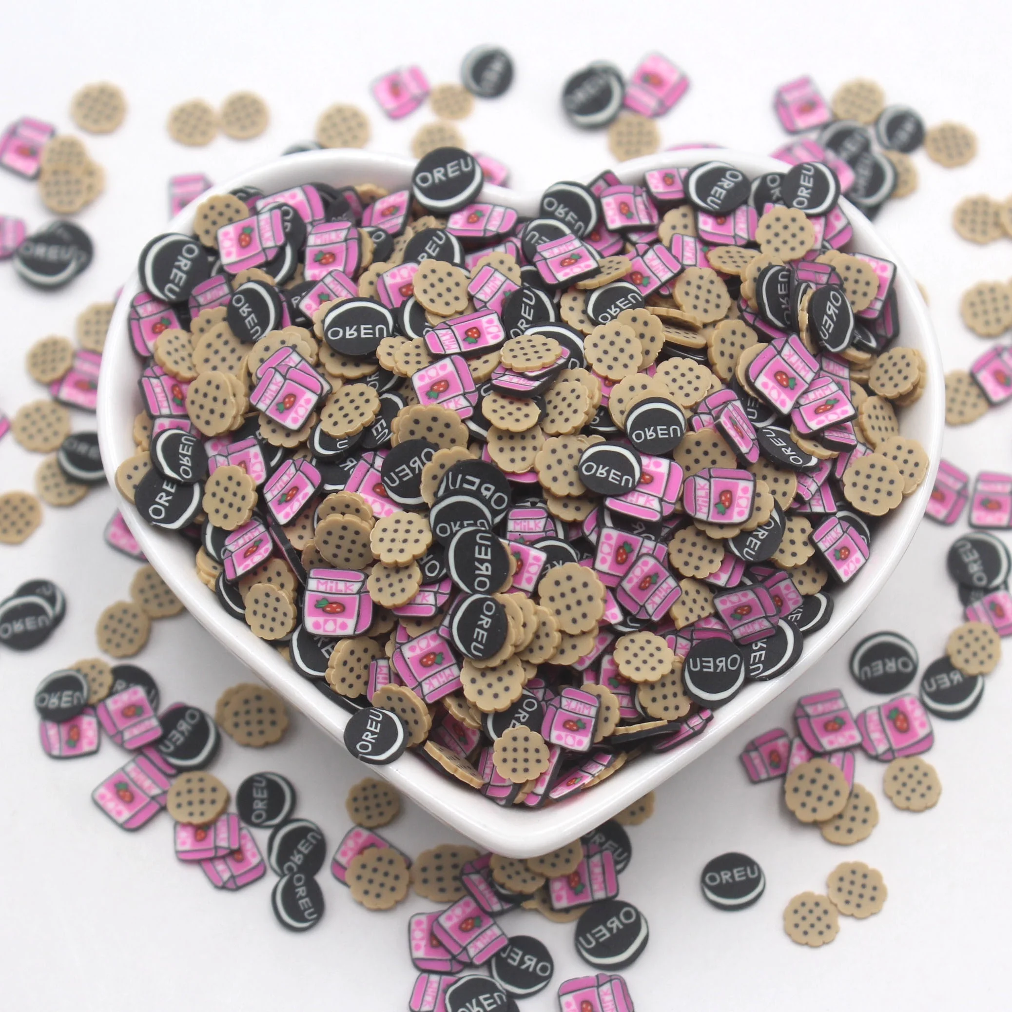 1KG/Bag 5mm Cookies and Milk Box Mixed Clay Slice Faux Food Sprinkles for Slime Supplies Shaker Filling