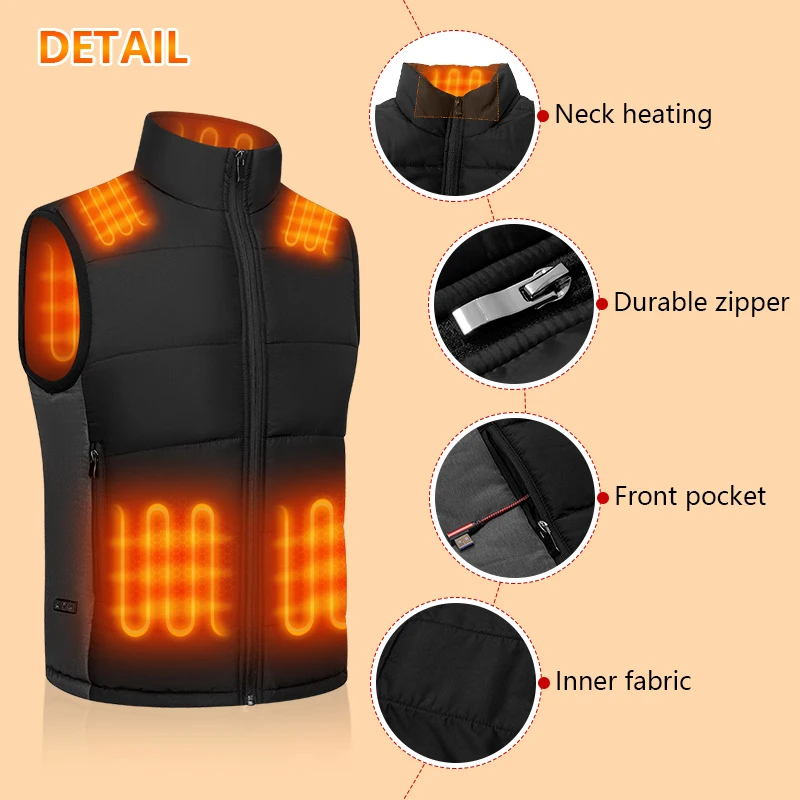 Зимний мужской перезаряжаемый жилет с подогревом
