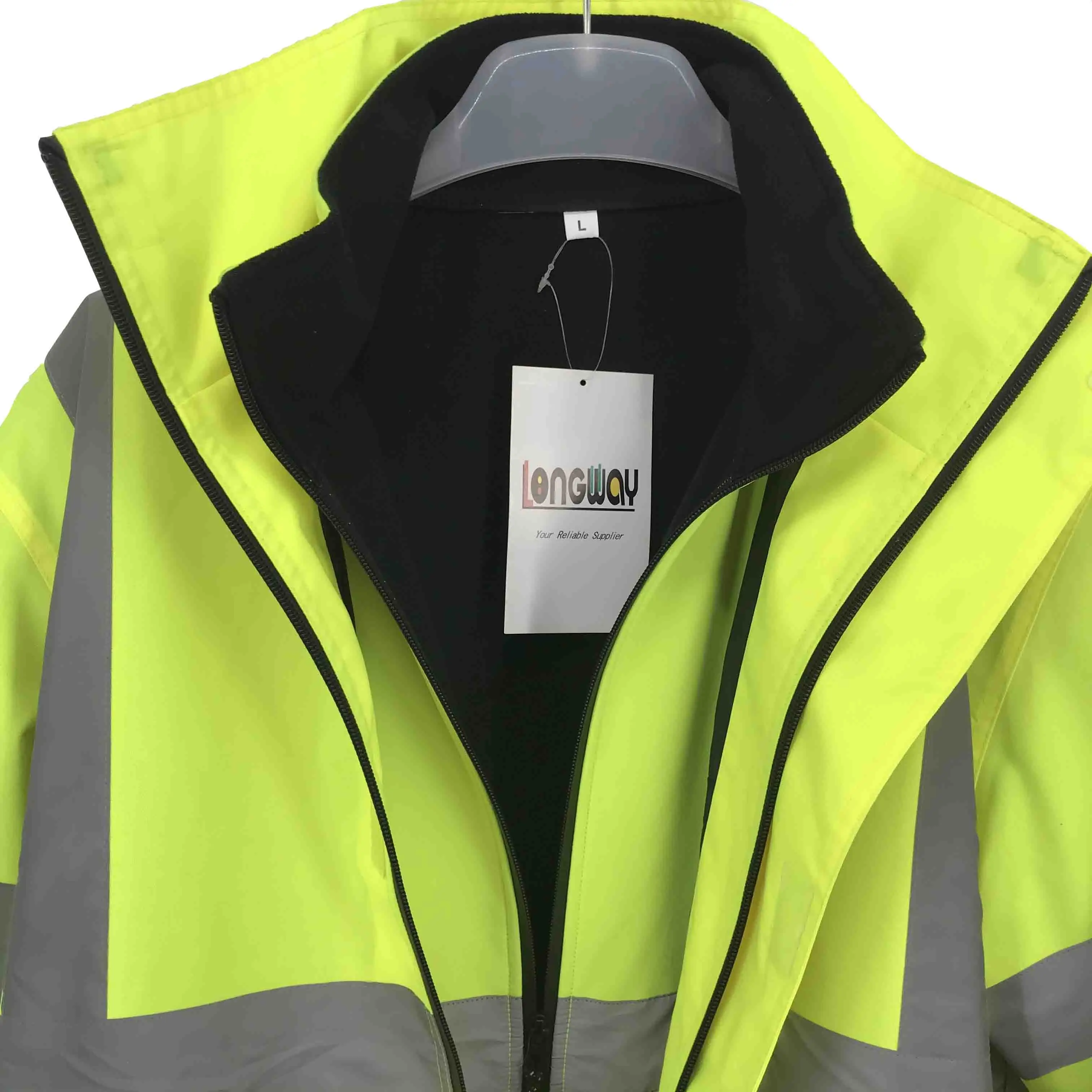 Здравствуйте vis куртка светоотражающая ткань Водонепроницаемая ветровка 4 в 1 Рабочая одежда мужская куртка-карго для безопасности дорожного