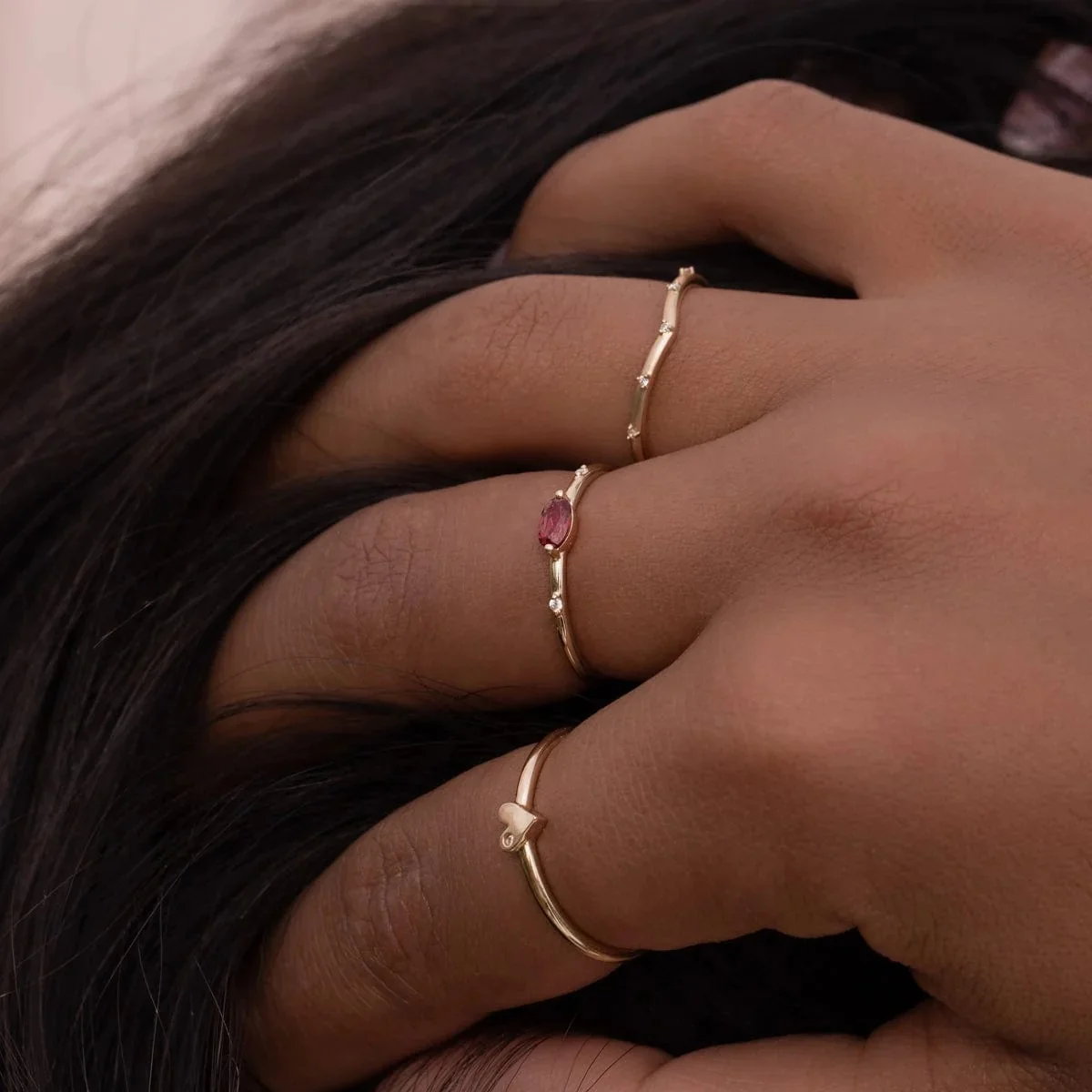 LOZRUNVE 925 Sterling Silver Gold High Quality Oval Sotaire Stone Stacking Ring for Women