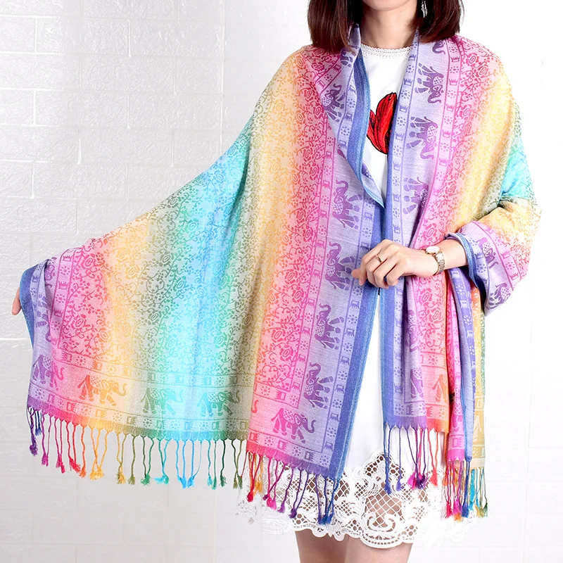 Manufacturers wholesale spring and autumn color shawls long women cotton scarf  elephant hijab