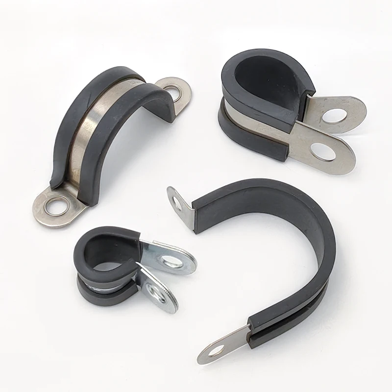 Oem Custom Stainless Steel P Clamp Metal P Type Clip Rubber Lined Hose Clamps Coated Hose Clamps