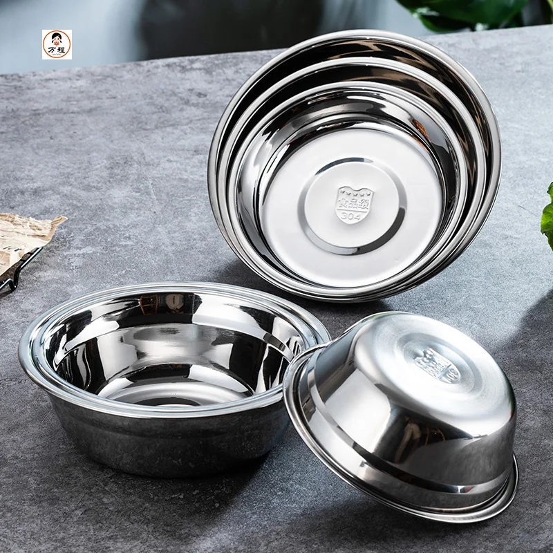 
Wholesale Tableware 304 Thickened Stainless Steel Basin Soup Basin Deepened Plate Serving Tray 