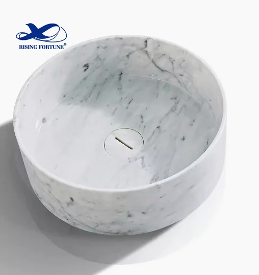 Countertop Carrara White Marble Stone Ceramic Wash Hand Basin Bathroom Vessel Sinks Face Bowls