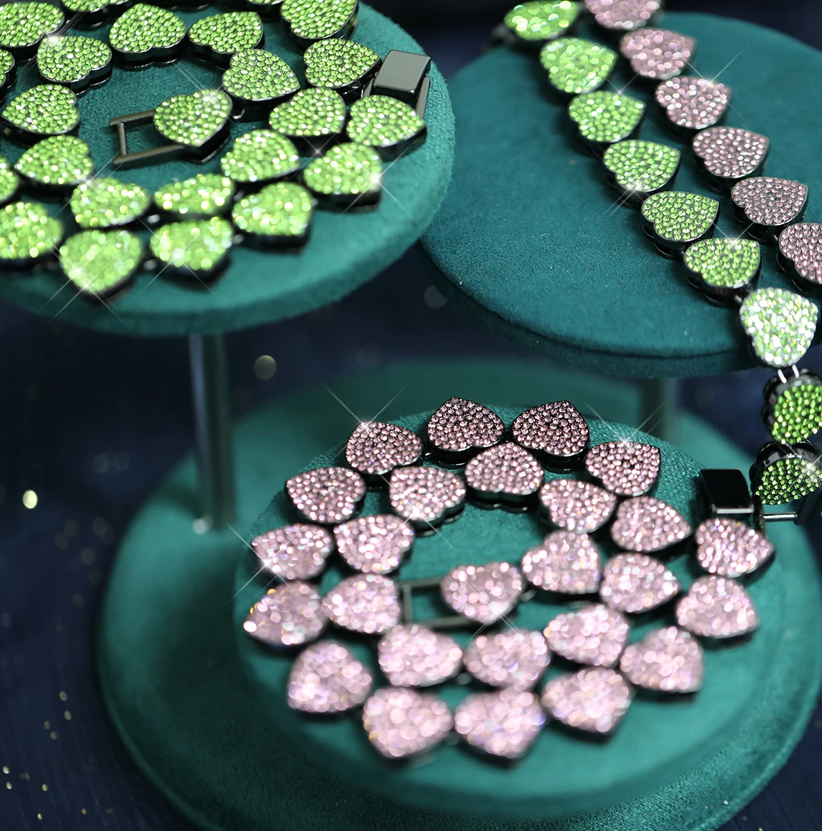 Necklace + Bracelet Coquette Style Jewelry Set Sparkling Heart Design Inlaid Full Rhinestone Silvery Or Golden Make Your Call