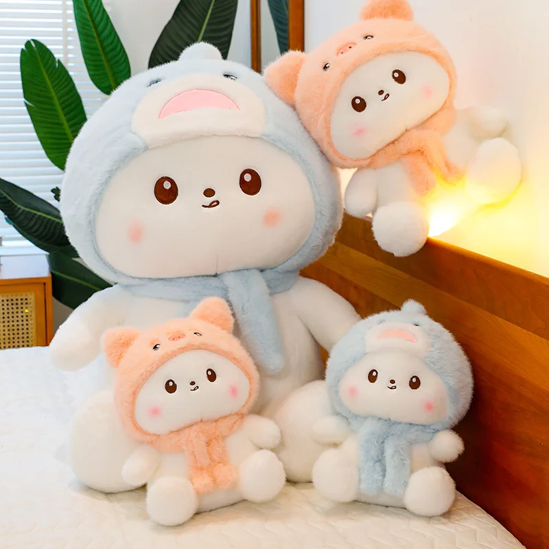 Factory Direct Sales 2025 New Cartoon Cat Plush Toy with Hooded Scarf Cute Birthday Gift Doll Throw Pillow Can Be Customized