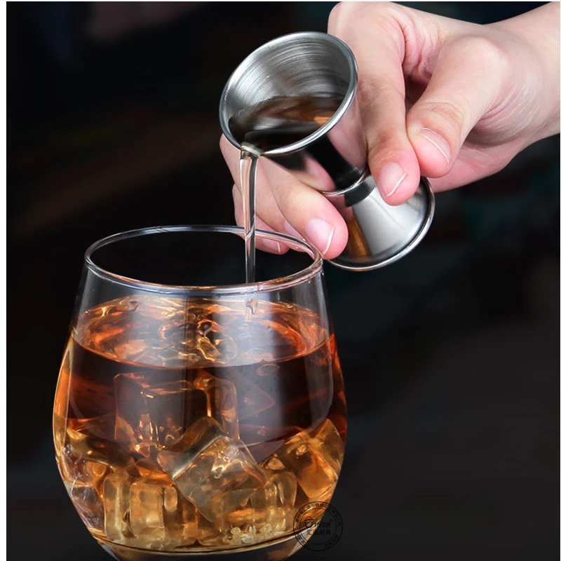 15/30 20/40 25/50 custom edge curl double head stainless steel measuring cup for cocktail