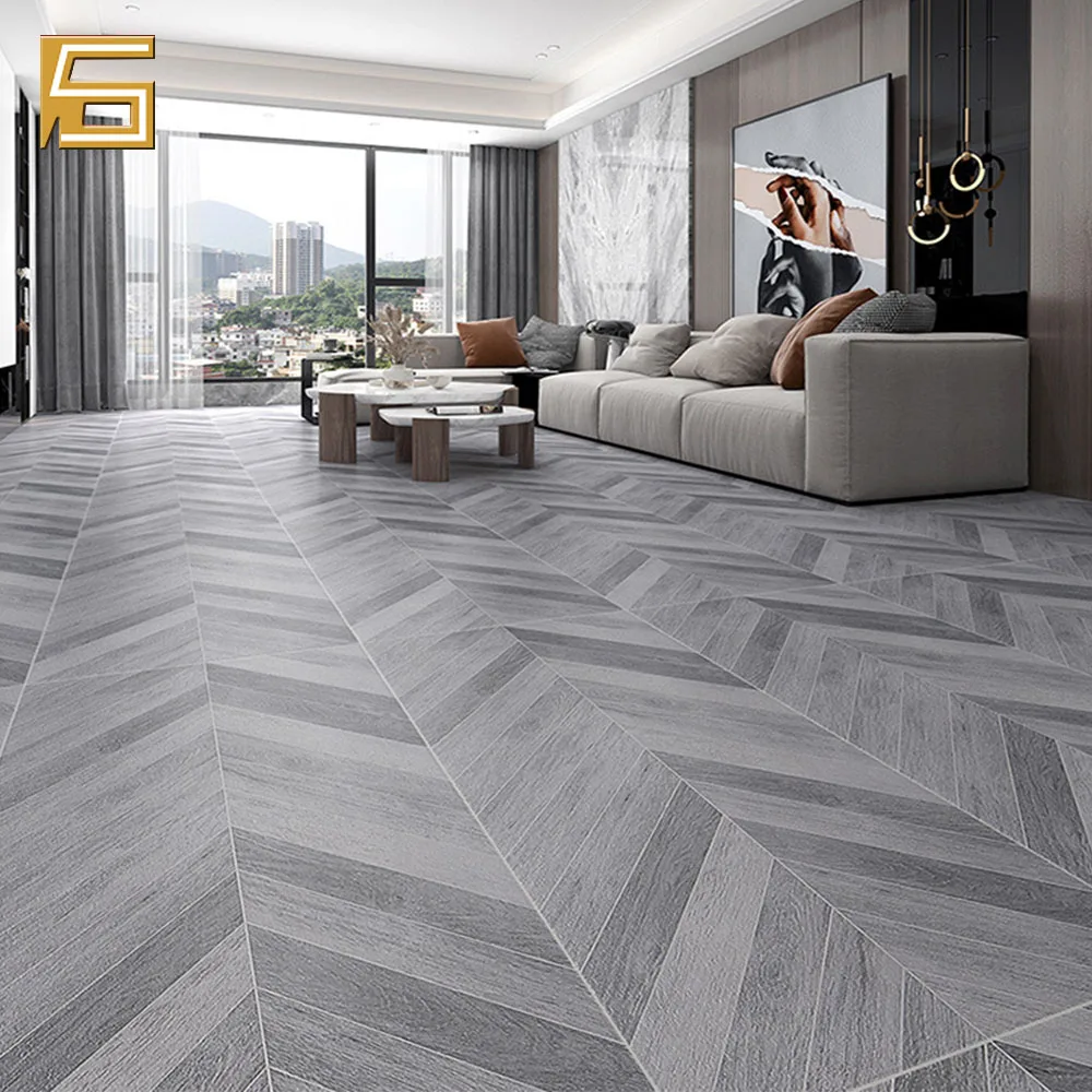 Ceramic tiles solid wooden  herringbone  living room non-slip porcelain floor tile