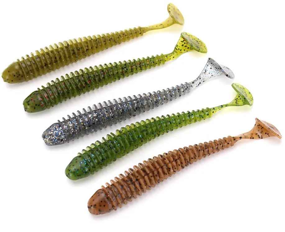 WIEHE Wholesale Pvc With Colorful Paillette Inside Threaded Maggot Worm Fishing Soft Lure Leurre Souple De Peche