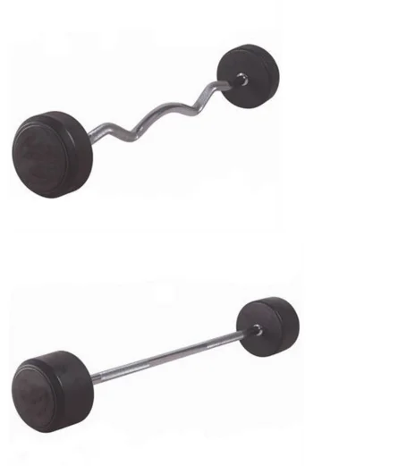 Gym Exercise Equipment Weight Lifting Fixed Curl Rubber Barbell/Straight Rubber Barbell