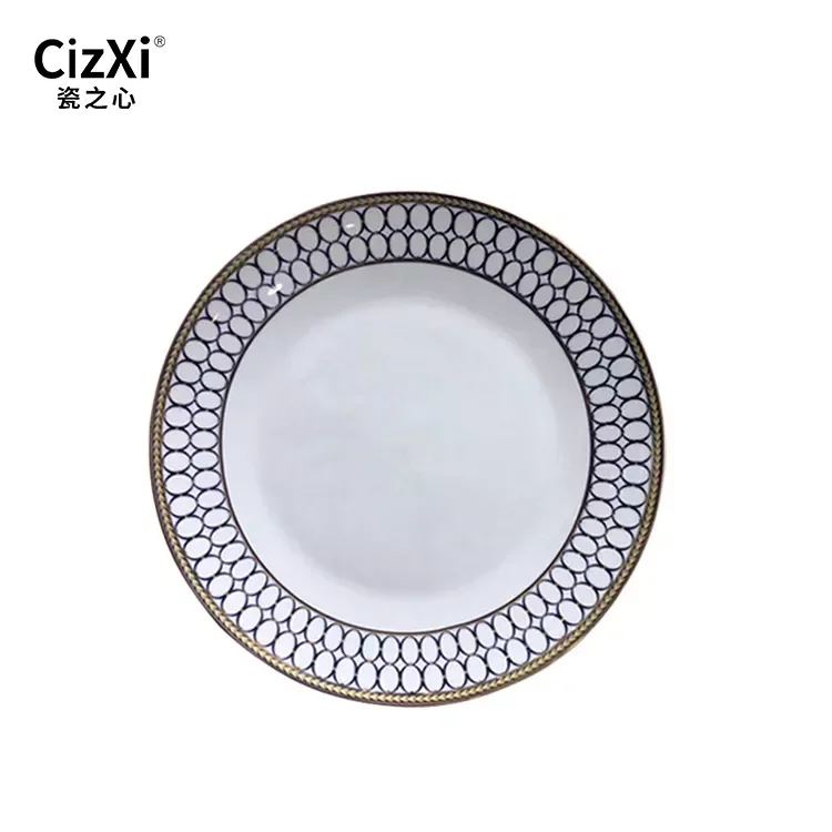 2024 European Luxury High-End Round Tableware Steak Pasta Salad Ceramic Turkey Royal Set of Dinner Plate