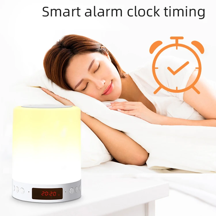 Hot Selling Touch Light Lamp Portable Hanging Blue tooth Speaker with Alarm