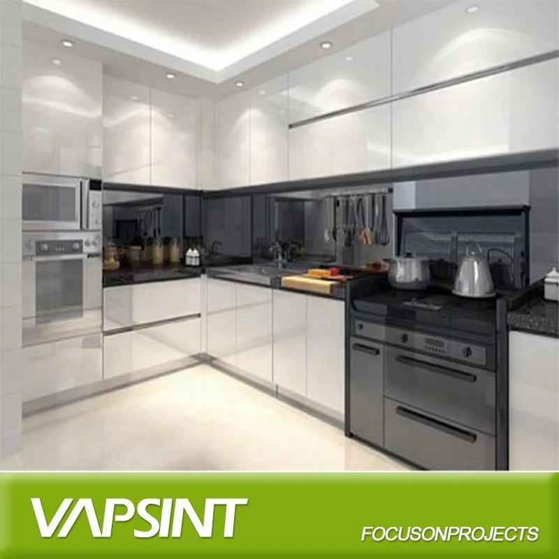 
High quality lacquer modular kitchen cabinet pvc white 