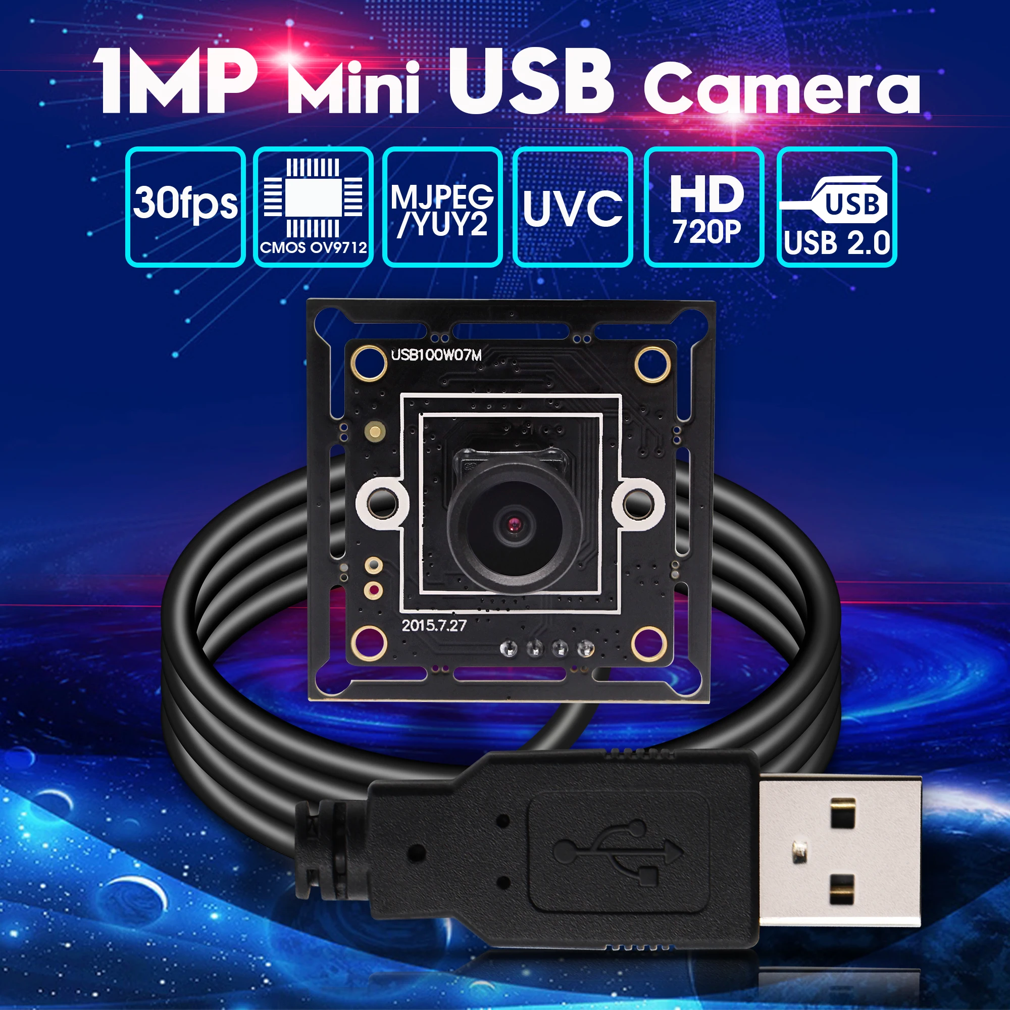 ELP 720P Mini USB camera CMOS OV9712 1280X720 Camera Module with 100 degree M7 lens