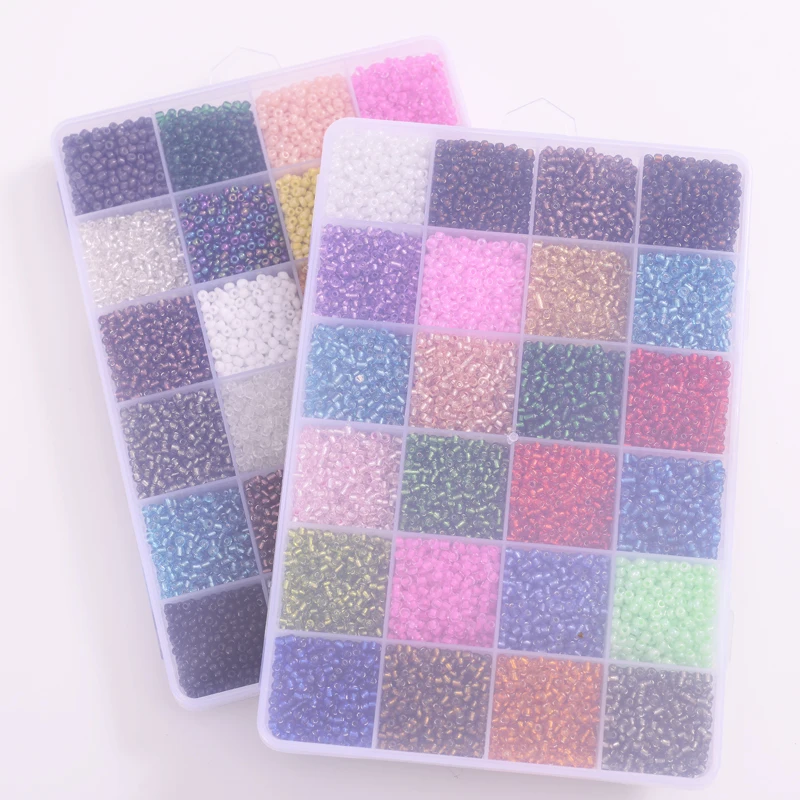 
Boxed 16000Pcs/Lot 24 Grid Mixed Color Czech Glass Seed Beads DIY Bracelet Necklace Beads For Jewelry Making DIY Necklace 