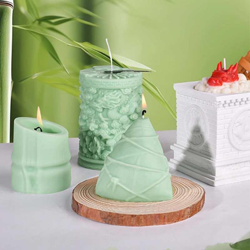 Dragon Boat Festival Aromatherapy Candle Mold DIY Zongzi Bamboo Shape Silicone Mold Resin Crafts Casting