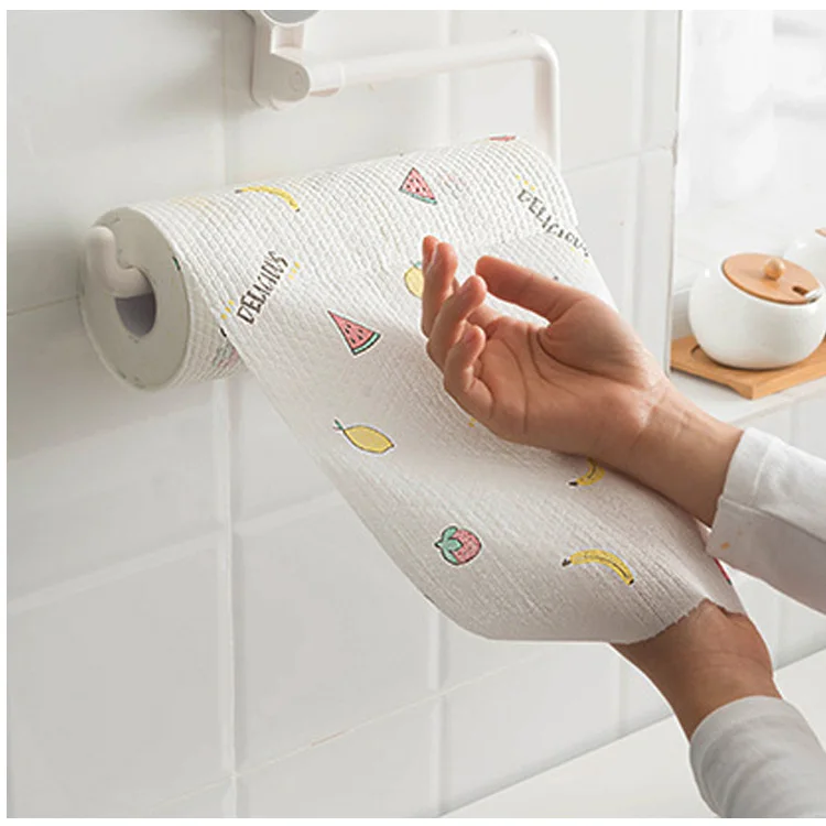 Super Oil Absorbent Reusable Non=woven Wood Pulp PP Polyester Printed Lazy Rag Disposable Towels Kitchen Cloth dish towels