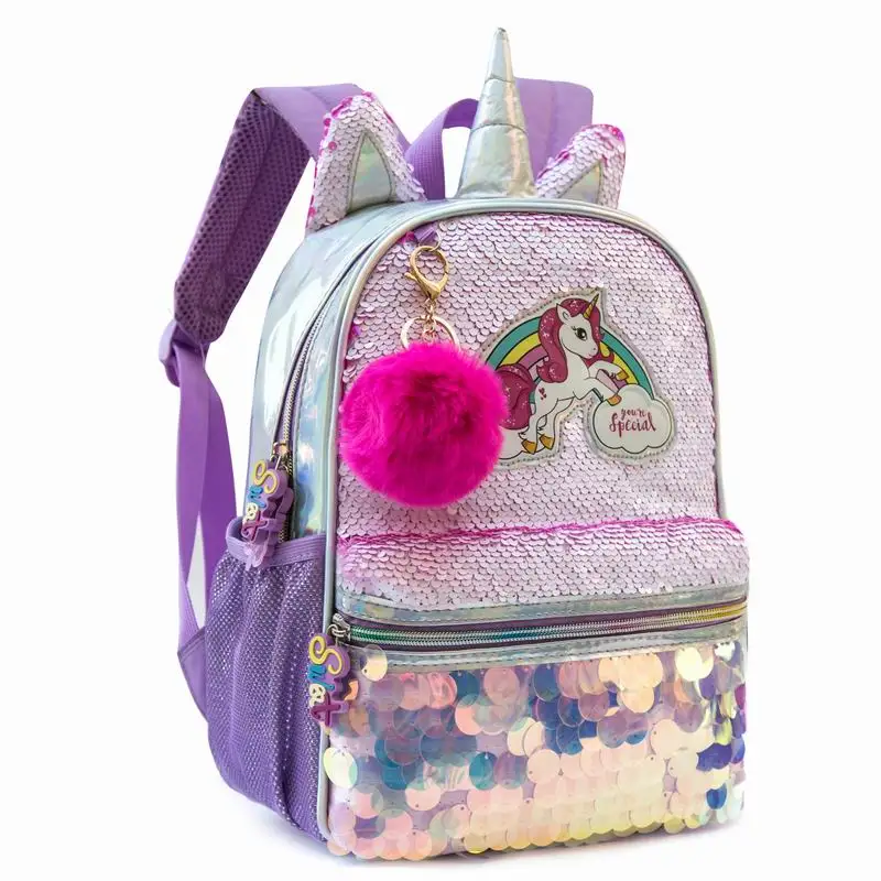 Jasminestar New Fashion Unicorn Sequin School Bags Glitter Children Backpack Cute School Bags Cartoon Small Book Bag Schoolbag