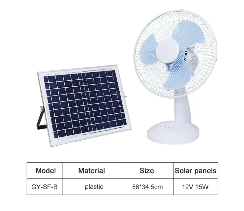 Low Price  Portable Rechargeable With Charging Solar Panel Table Fan With Lithium Battery