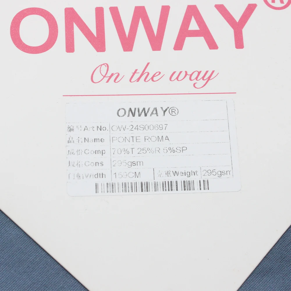 Customized 295Gsm Polyester Rayon Spandex Knitted  Ponte Solid Color roma Fabric for Clothing