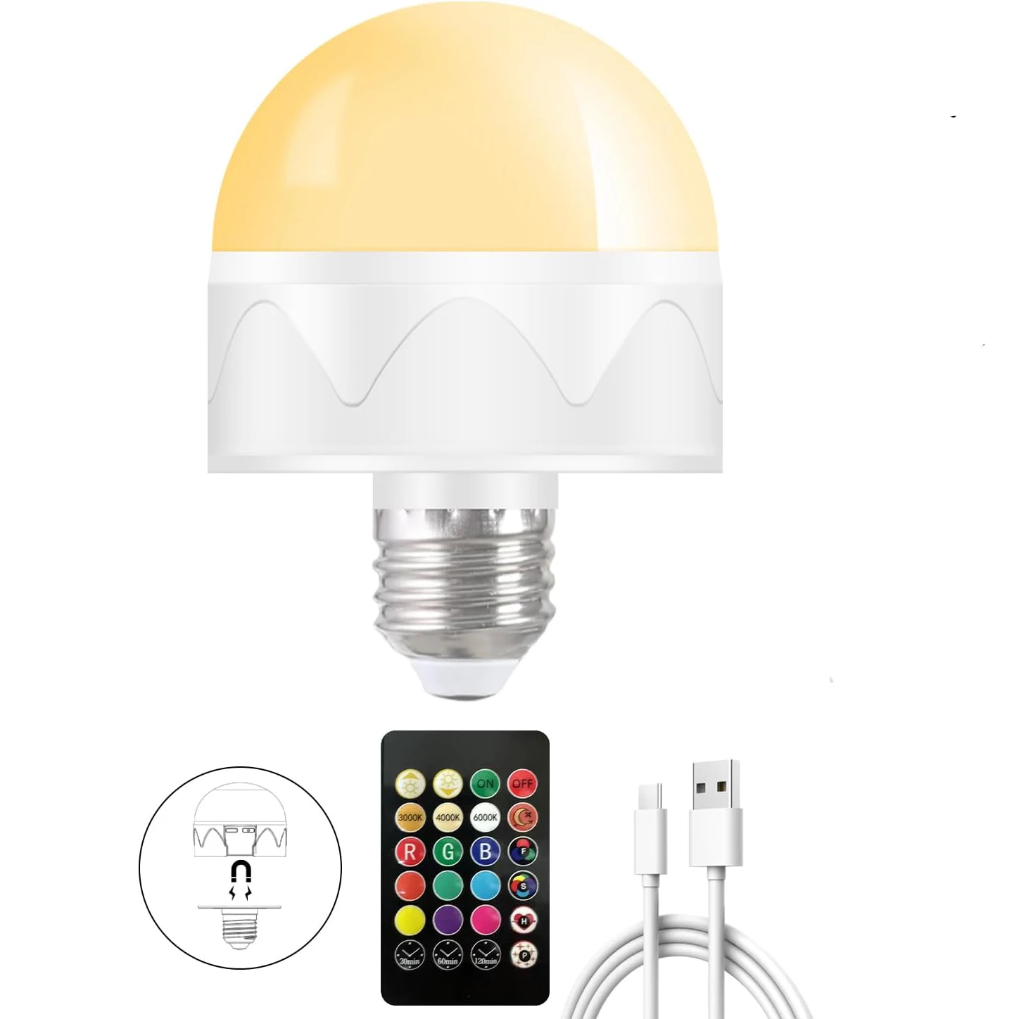 New Classic RGB Dimming brightness Optional E14/26/27 Bulb Led Table Lamp megnetic Study and Reading Light Desk Lamp Battery