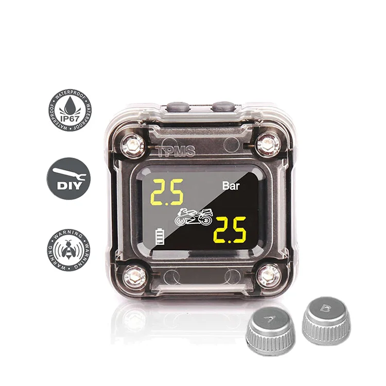 Waterproof Motorcycle Tire Pressure Display Monitoring System Wireless Real Time Motorcycle Bicycle Tpms Sensor External