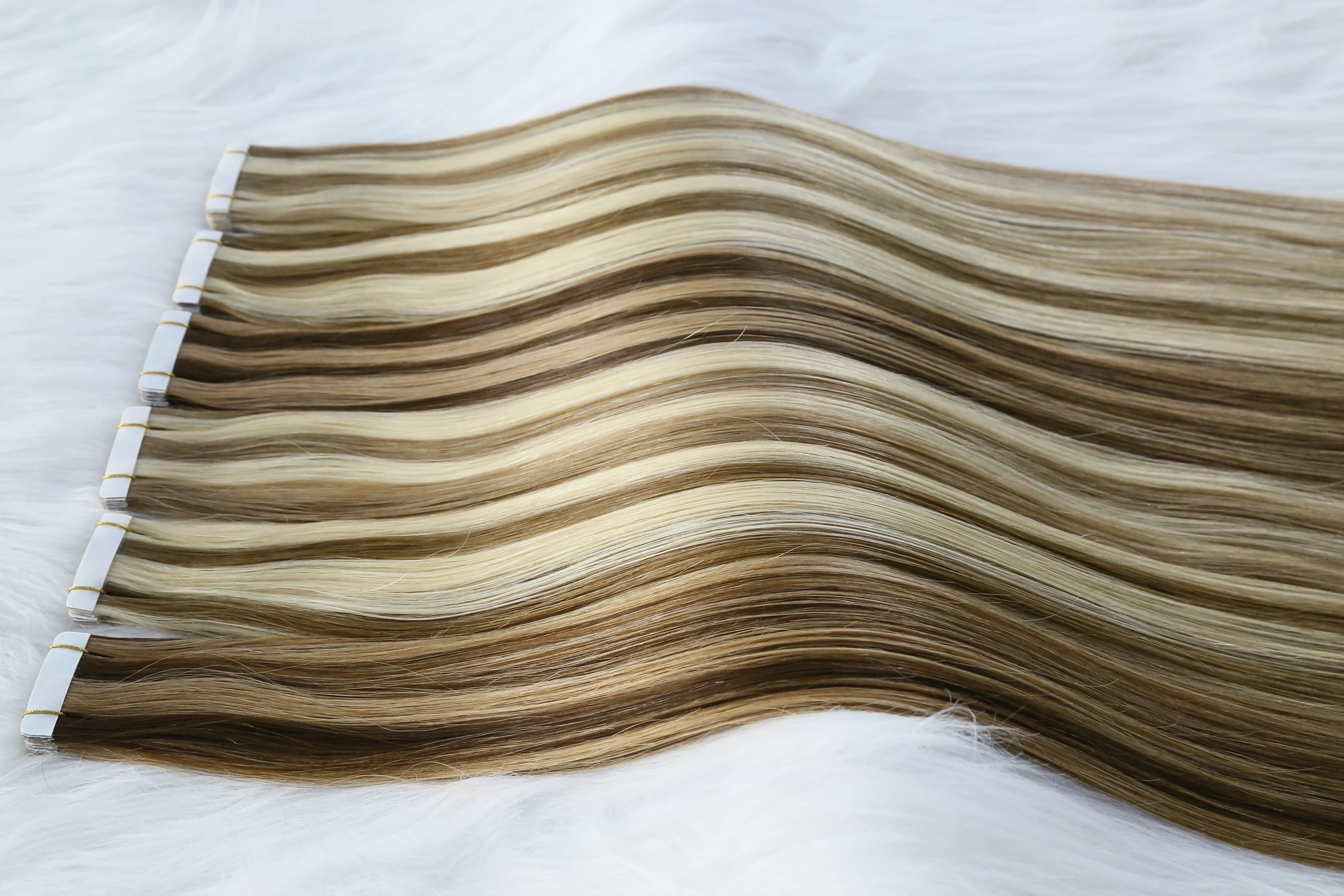 Wholesale  Top Quality Brazilian  Cuticle Virgin Remy Hair  Piano Colors Tape In Hair For Luxury Brand