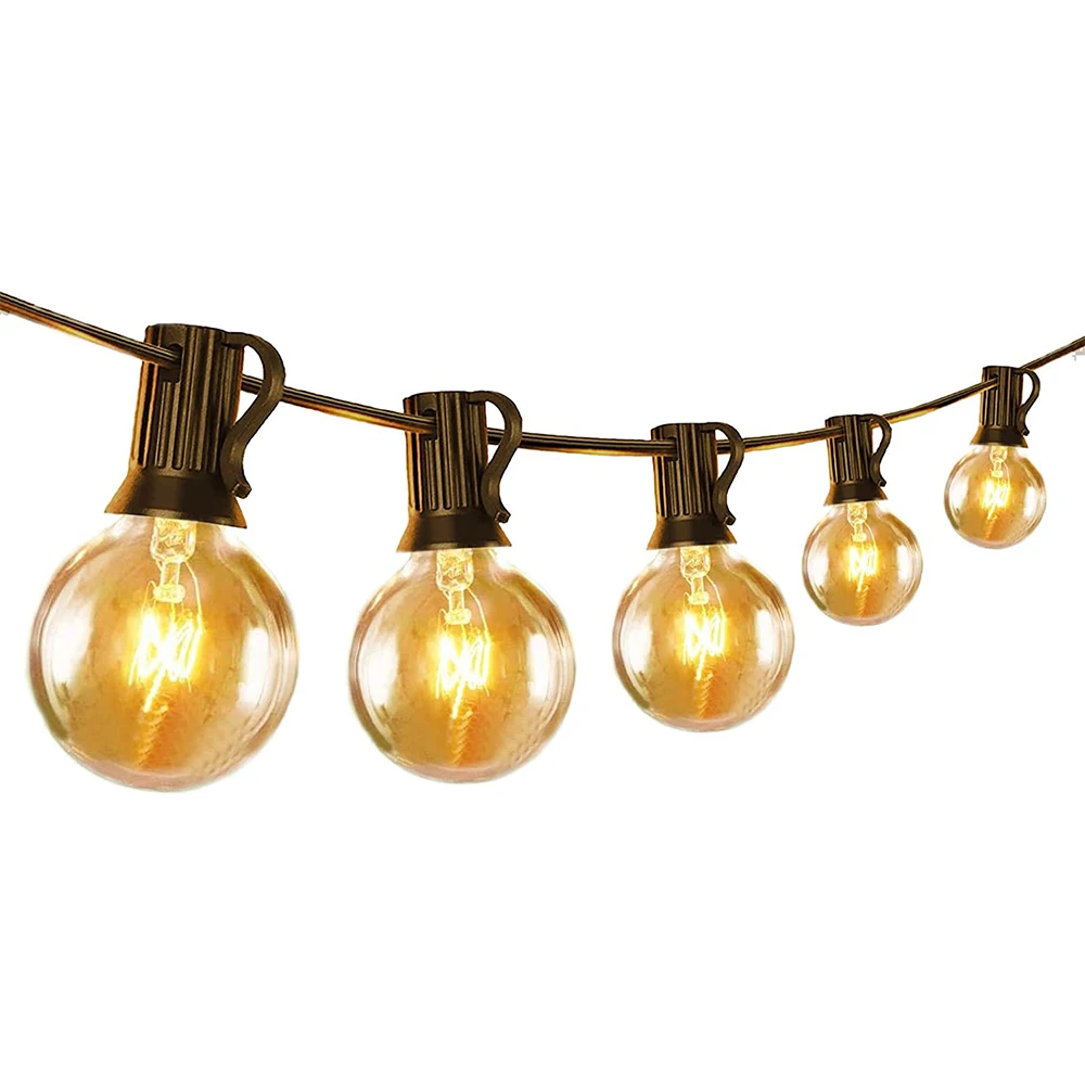 China Supplier Produce Outdoor Garden Decorative Lighting String Lights 220V 100FT with 50 Lights G40 Incandescent String