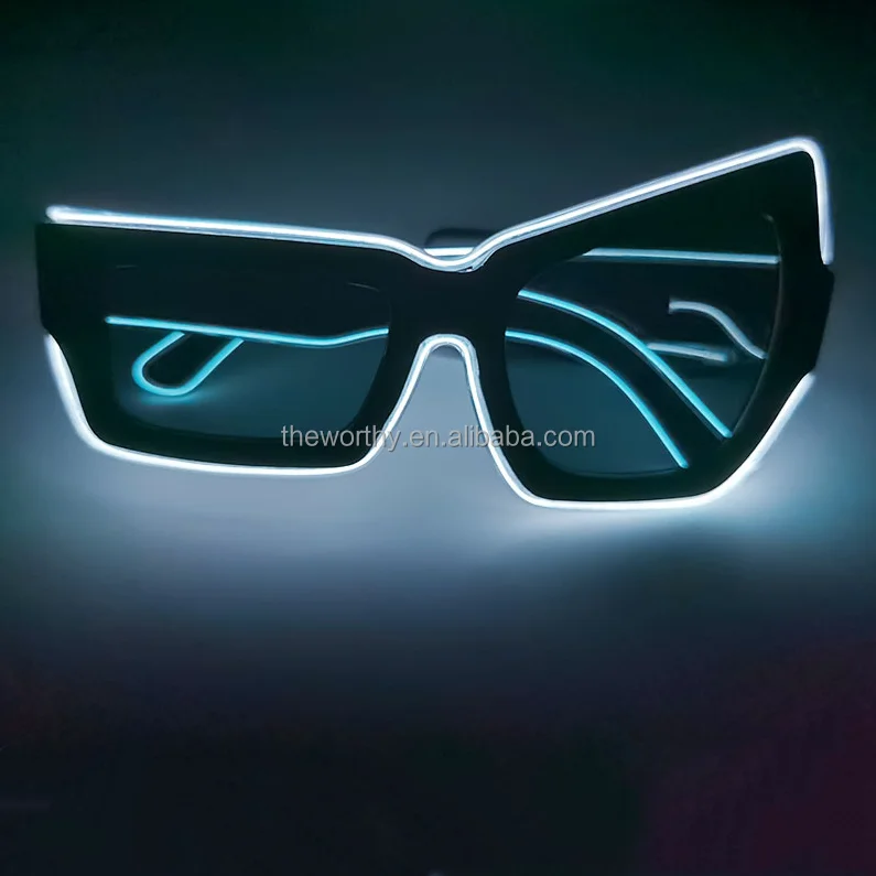 T-Worthy NEW Halloween Glowing EL LED Glasses Wireless Light Up Glasses Cool Girl Boy Costume Festival Party Sunglasses