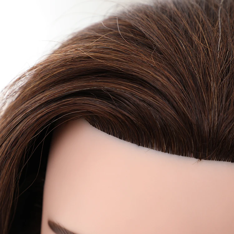 100% Real Human Hair Men Hairdressing Training Head Cutting Practice Mannequin Head with Big Beard For Salon