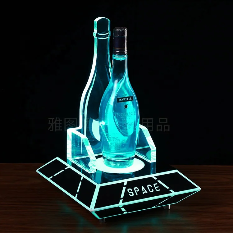 Factory custom LED Acrylic base bar shopping mall decorative wine bottles Drink display rack for display