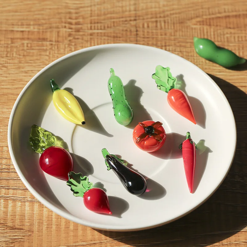 hot sale hand-blown artificial and vegetable Stained glass fruit statues Christmas tree decorations