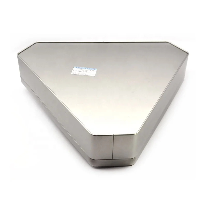 Irregular Triangle Shaped Gift Cookies Metal Jar With Curved Cover Large Empty Airtight Biscuit Tea Metal Tin Packaging